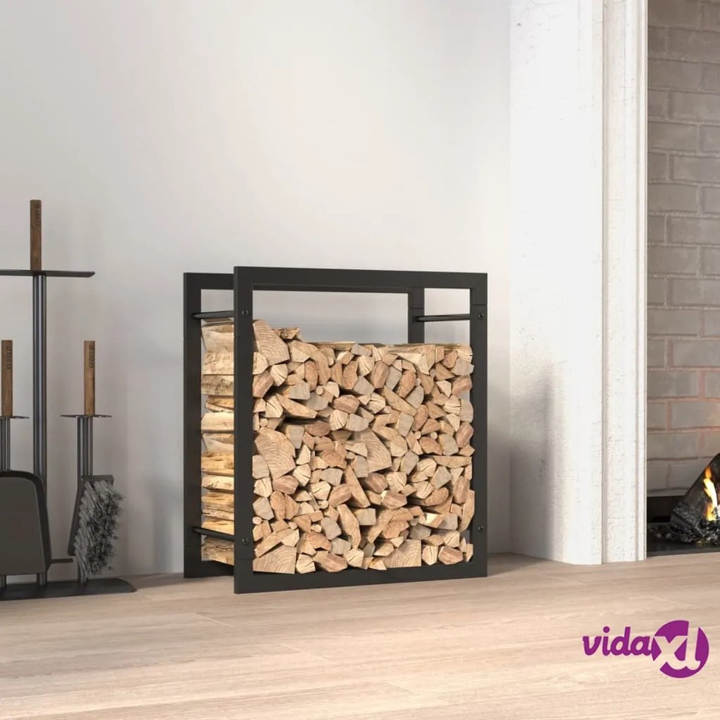 vidaXL Portalegna Nero Opaco 50x28x56 cm in Acciaio