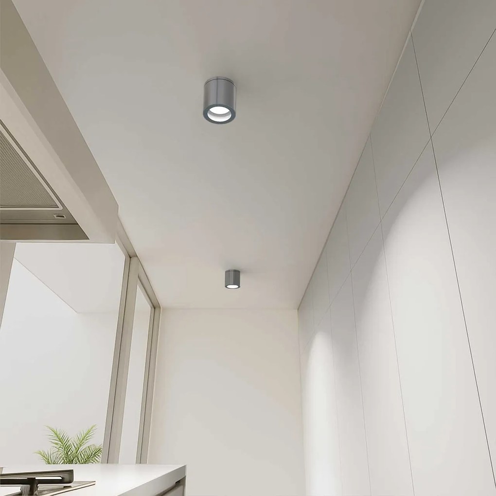 Applique da soffitto IP54 GU10 in Alluminio e Vetro - Inox
