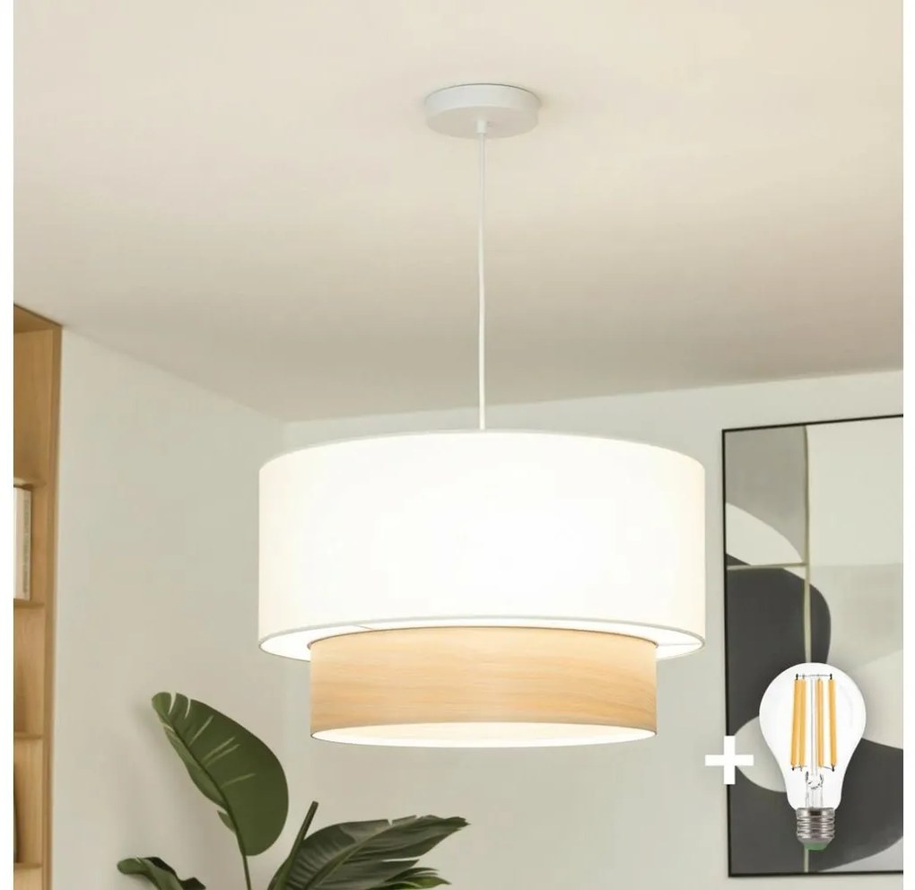 Brilagi - Lampadario LED a cavo CERIA 1xE27/40W/230V diam. 50 cm bianco/beige