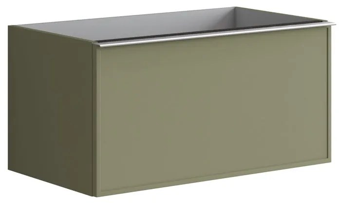 Mobile da bagno sotto lavabo Pixel frame verde salvia e maniglia alluminio brillante laccato L 80 x H 40 x P 45.5 cm 2 cassetti, lavabo non incluso