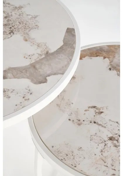 Set di 2 tavolini da salotto AURORO beige/bianco