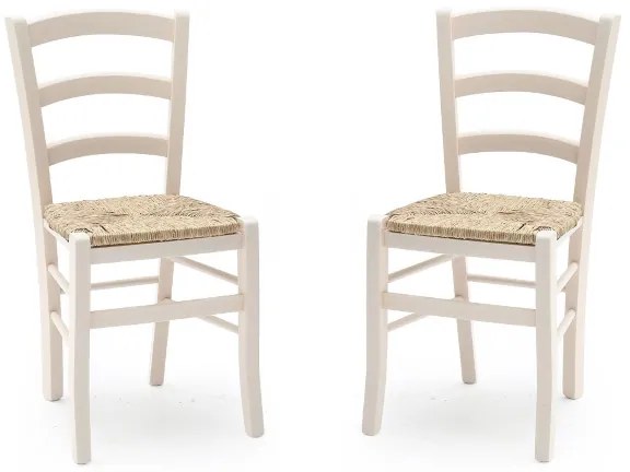 Sedie in legno faggio Bianco seduta paglia - VENEZIA SET DA 2