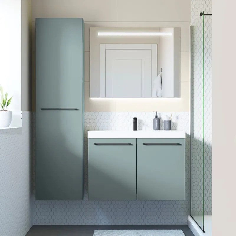 Mobile da bagno sotto lavabo SENSEA Remix verde laminato opaco L 60 x H 58 x P 33 cm 2 ante, lavabo non incluso