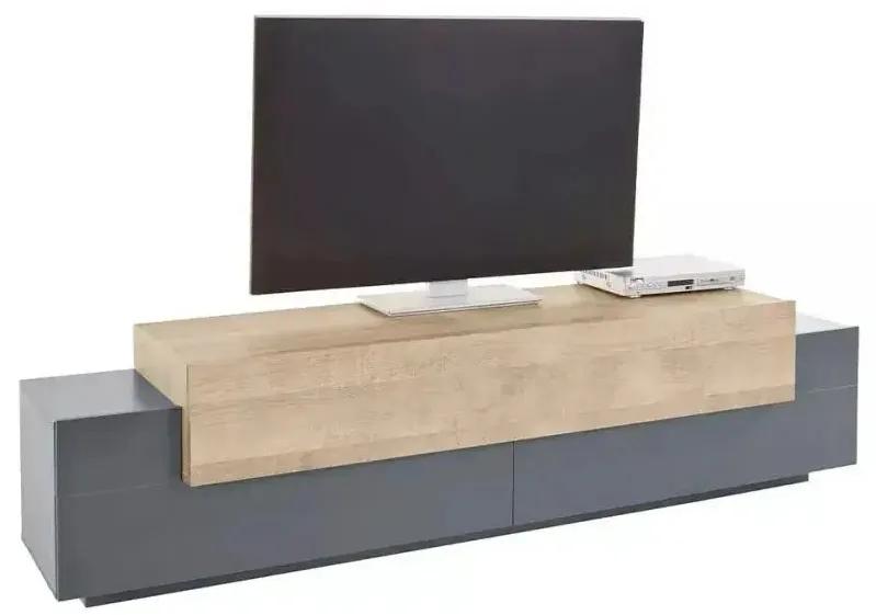 Porta TV Corona 200 cm - Colori Anthracite/Oak - Dimensioni 356 200 x 45 x 51,6 cm