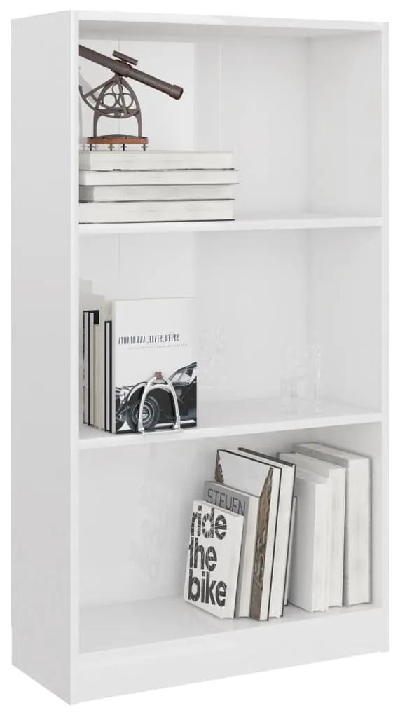 Libreria a 3 ripiani bianco lucido 60x24x109 cm in multistrato