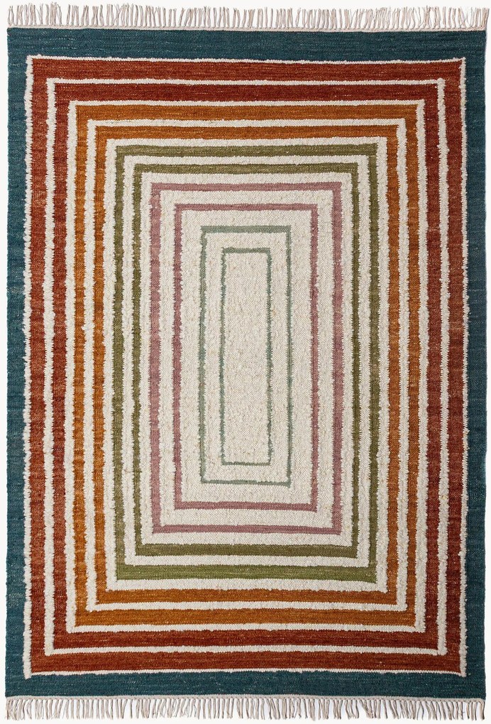 Tappeto in bouclé di lana tessuto a mano Frame