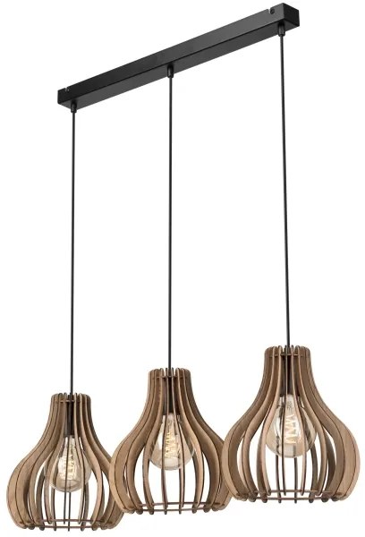 Lampadario a sospensione con filo TUCCI 3xE27/15W/230V quercia/nero