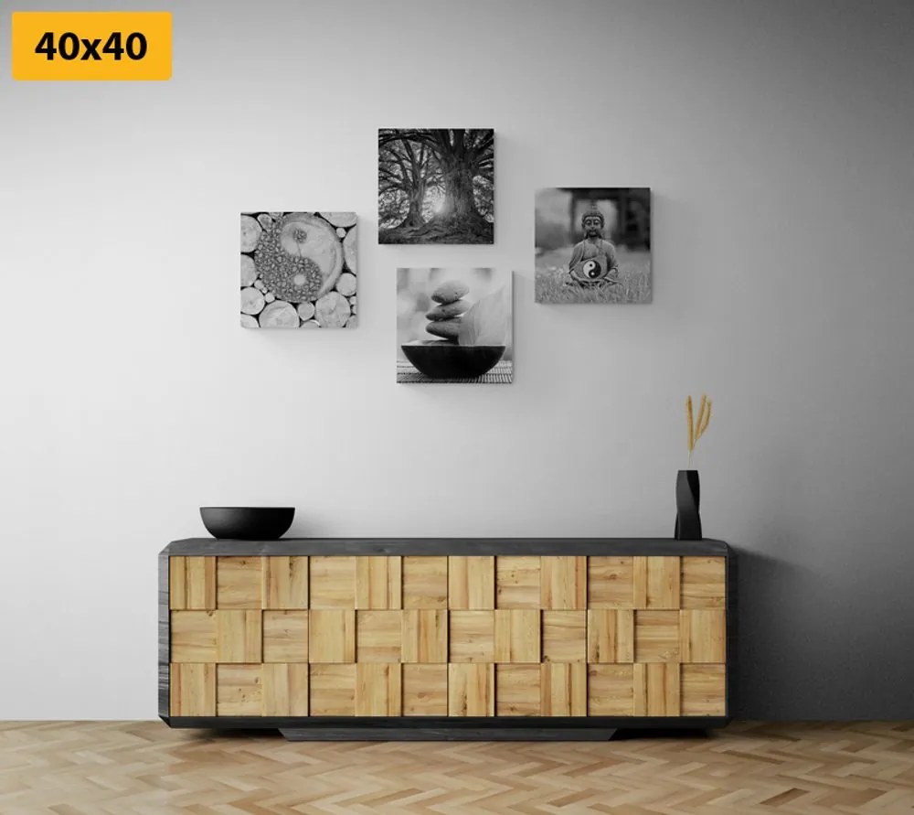 Set di quadri – In stile Feng Shui in bianco e nero