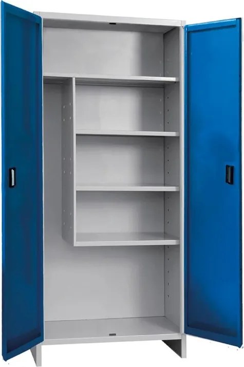 Armadio per scope Pratiko F in acciaio, grigio e blu L 80 x H 179.5 x P 40 cm 2 ante