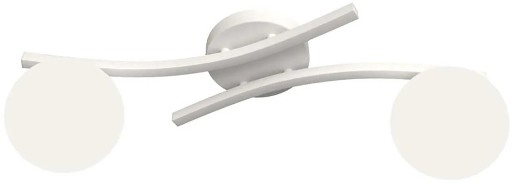 Plafoniera 2 Luci Hel In Accciaio Bianco E Sfere In Vetro Bianco