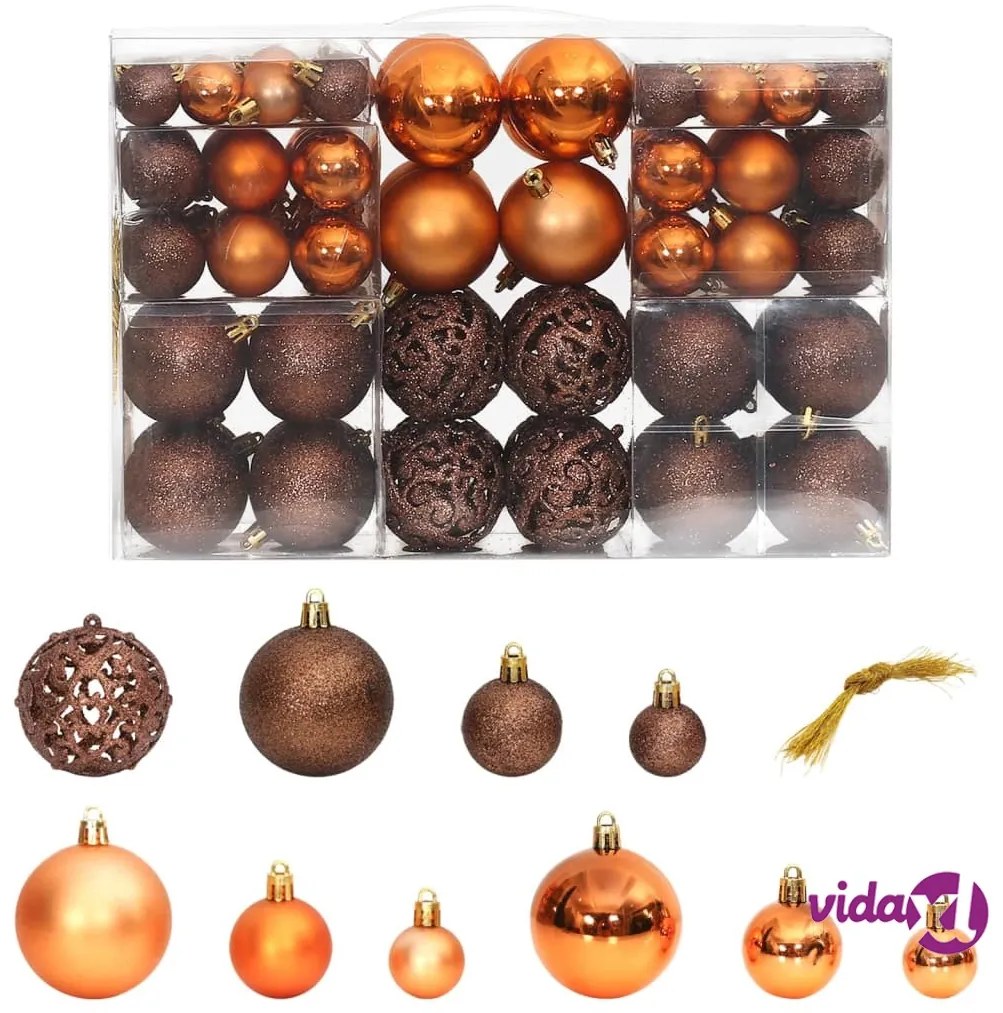 vidaXL Palline di Natale 100 pz Marroni 3 / 4 / 6 cm