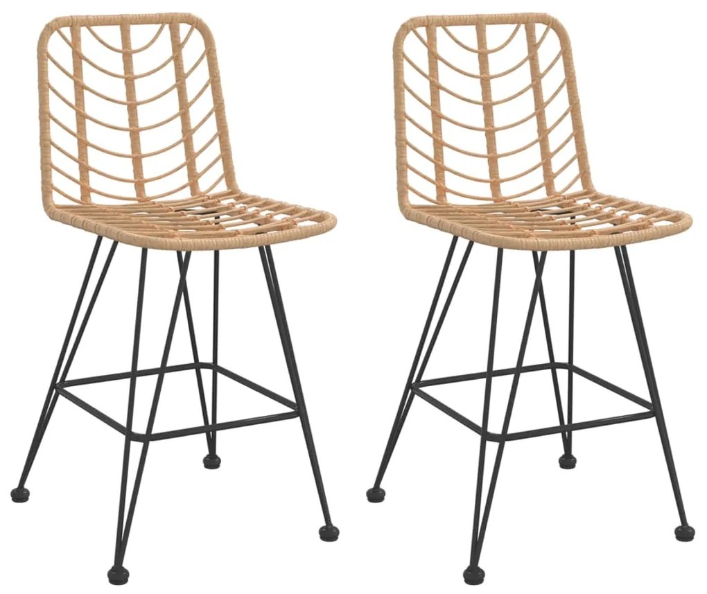 Sgabelli da bar 2 pz 45x56x103,5 cm rattan pe e acciaio