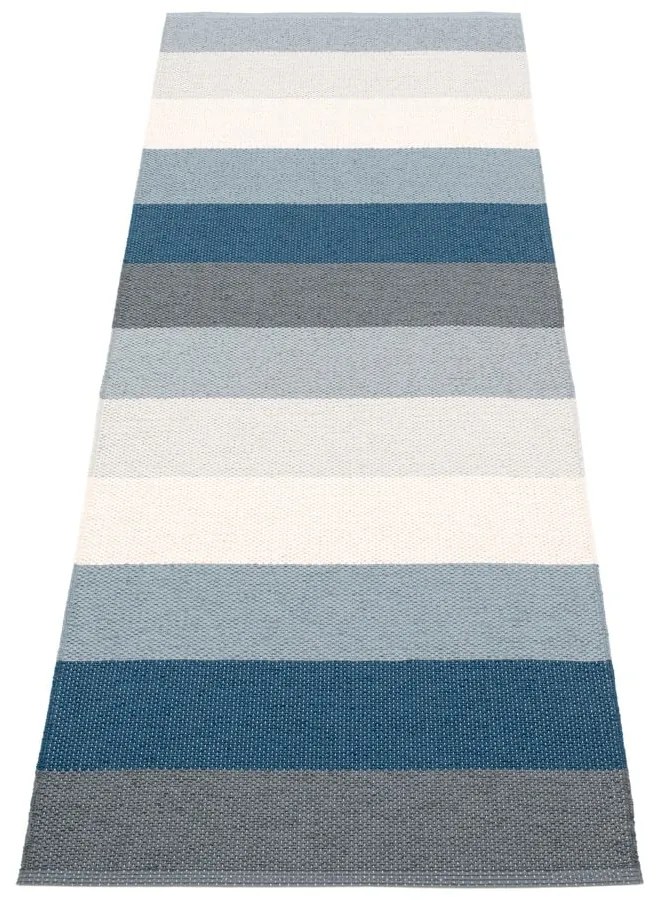 Passatoia da interno/esterno blu/color crema 70x200 cm Molly Ocean Grey – Pappelina
