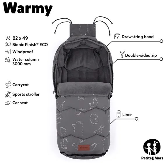 PETITE&MARS - Sacco coprigambe bimbo 4in1 WARMY nero