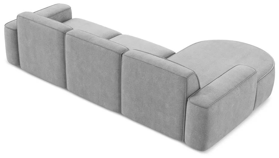 Divano angolare grigio chiaro (con penisola a sinistra/con chaise lounge) con rivestimento in ciniglia Omao – Makamii