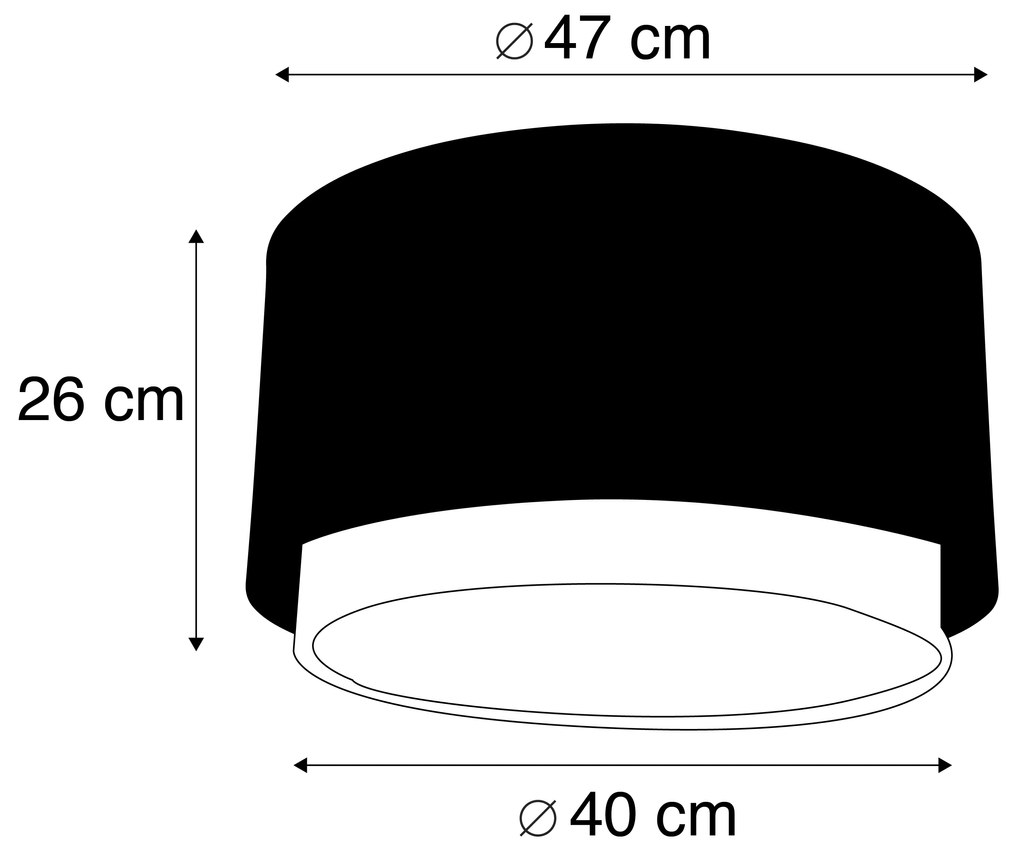 Paralume in tessuto nero 40/47/26 con interno dorato