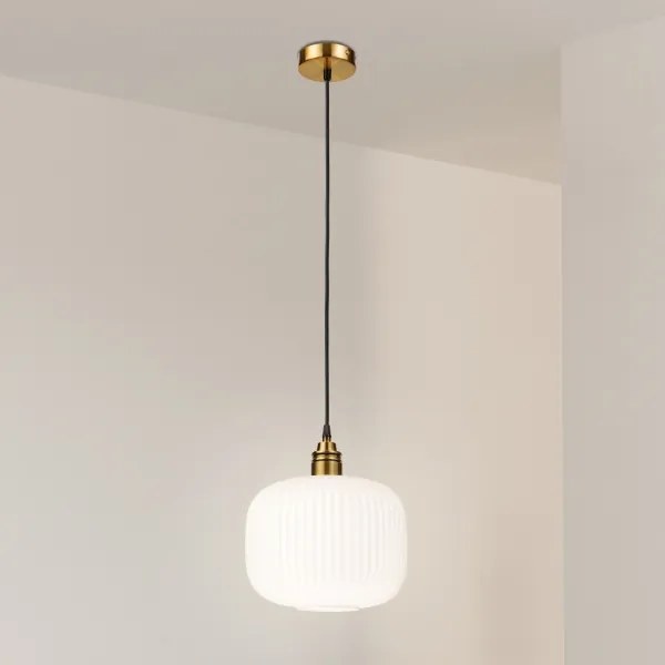 Lampada a sospensione con cavo HECTOR 1xE27/15W/230V bianco/ottone diam. 25 cm