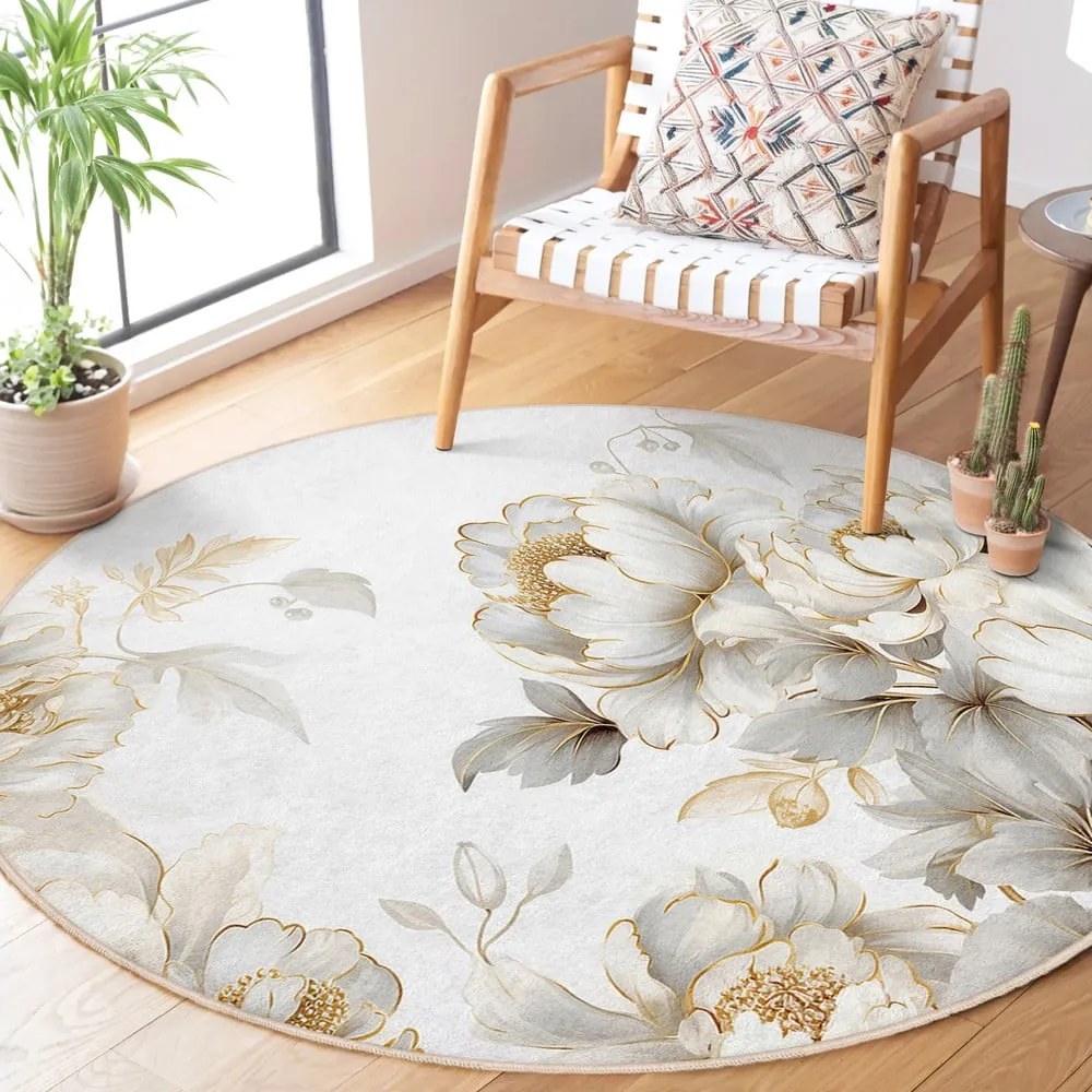 Tappeto rotondo in grigio chiaro/beige lavabile ø 100 cm Soft and Gentle – Mila Home