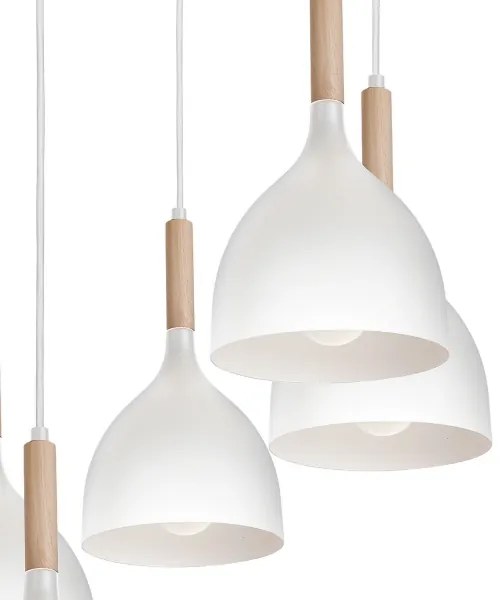 Lampadario a sospensione con filo NOAK WOOD 5xE27/60W/230V bianco/legno