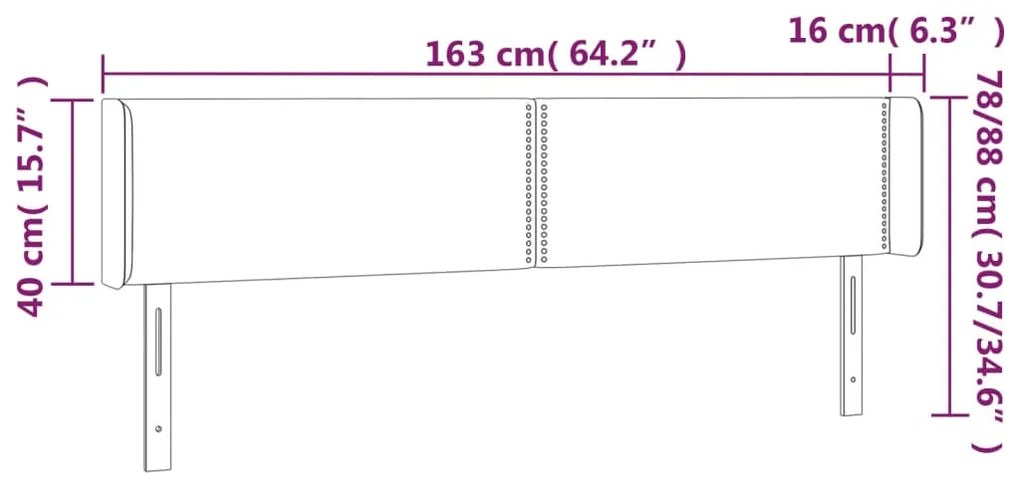 Testiera ad Orecchio Grigio Scuro 163x16x78/88 cm in Tessuto