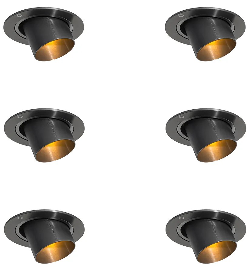 Set di 6 faretti da incasso color canna di fucile GU10 35mm rotondi orientabili - Installa