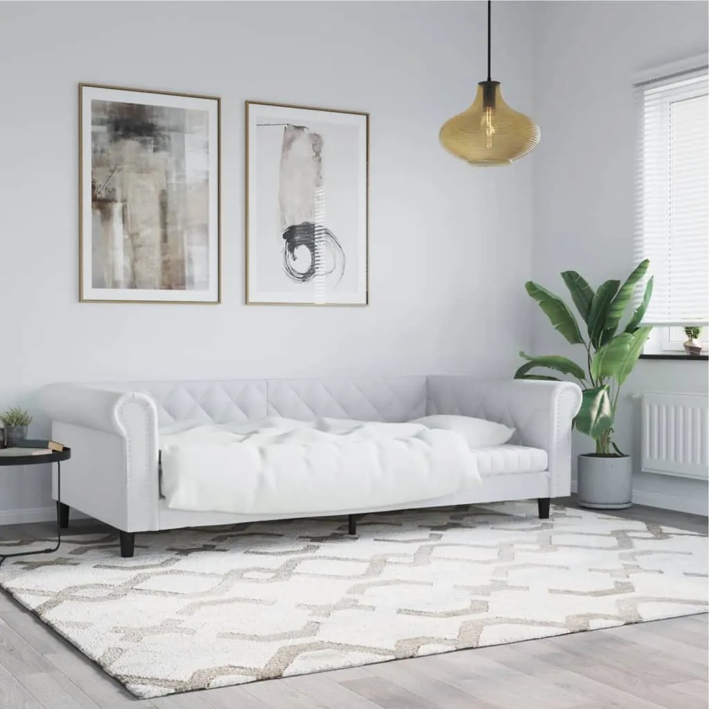 Letto Da Giorno Bianco 90x200 Cm İn Similpelle /