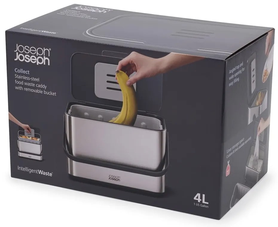 Pattumiera per rifiuti compostabili argentato 4 l Collect - Joseph Joseph