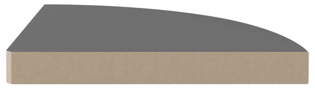 Scaffali angolari a parete 2 pz grigio lucido 35x35x3,8 cm mdf