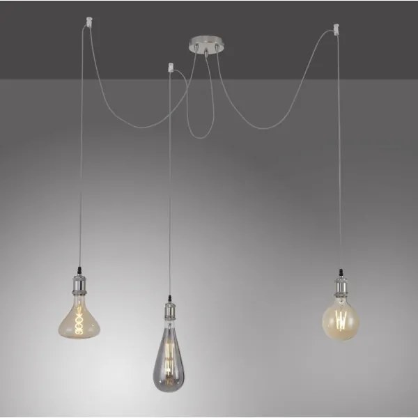 Leuchten Direkt 13571-55 - Lampadario a sospensione con filo DIY 3xE27/60W/230V ragno cromo opaco