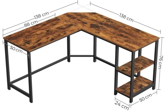 Scrivania angolare SOLEA marrone/nero