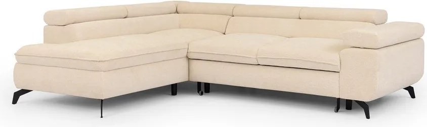 Divano angolare color crema (con penisola a sinistra/a L) con rivestimento in ciniglia Marbeya – Ropez