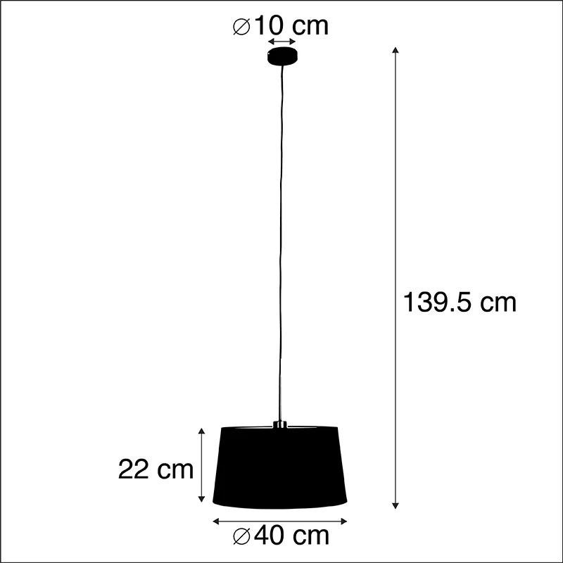 Lampada a sospensione con paralume in cotone nero e oro 40 cm - Combi