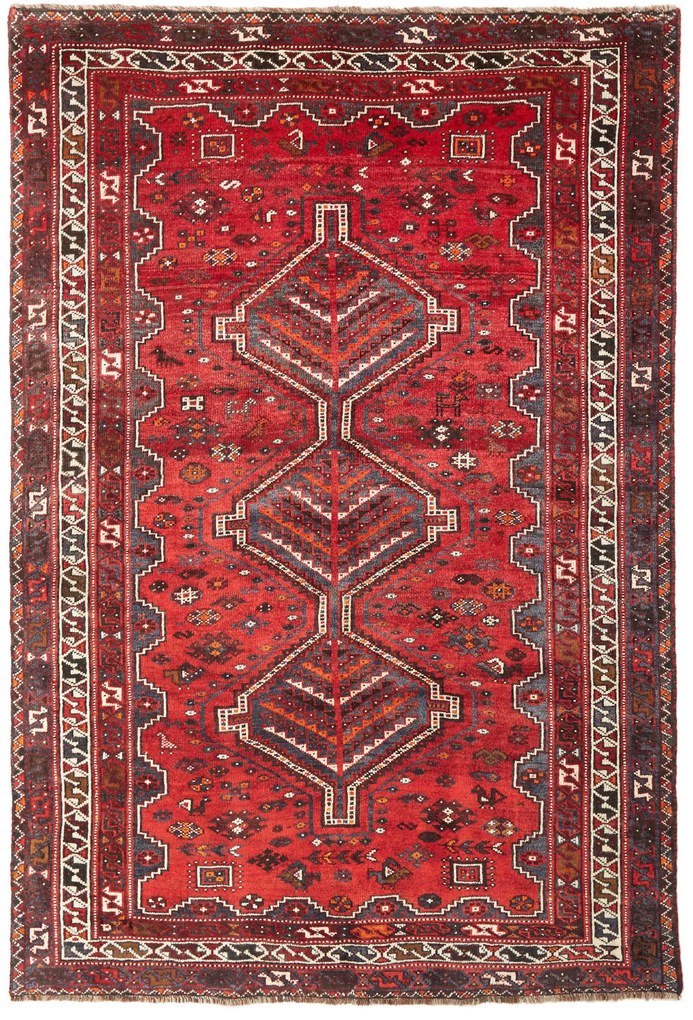 Shiraz Tappeto 170x250 Rosso (Iran) Annodato A Mano