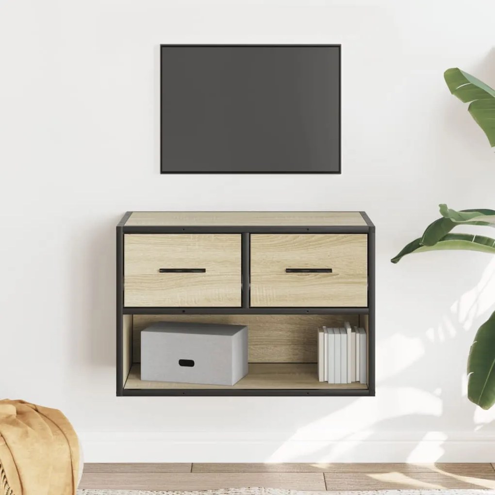 Mobile Tv Rovere Sonoma 60x31x39,5cm Legno Multistrato Metallo /
