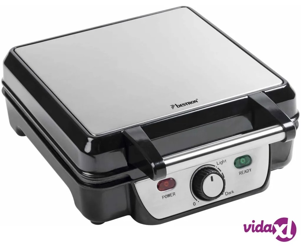 Bestron Piastra Waffle 1100 W Nero Argento Acciaio Inossidabile ASW281