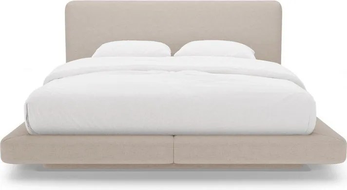 Letto matrimoniale imbottito marrone chiaro 140x200 cm Linea – Micadoni