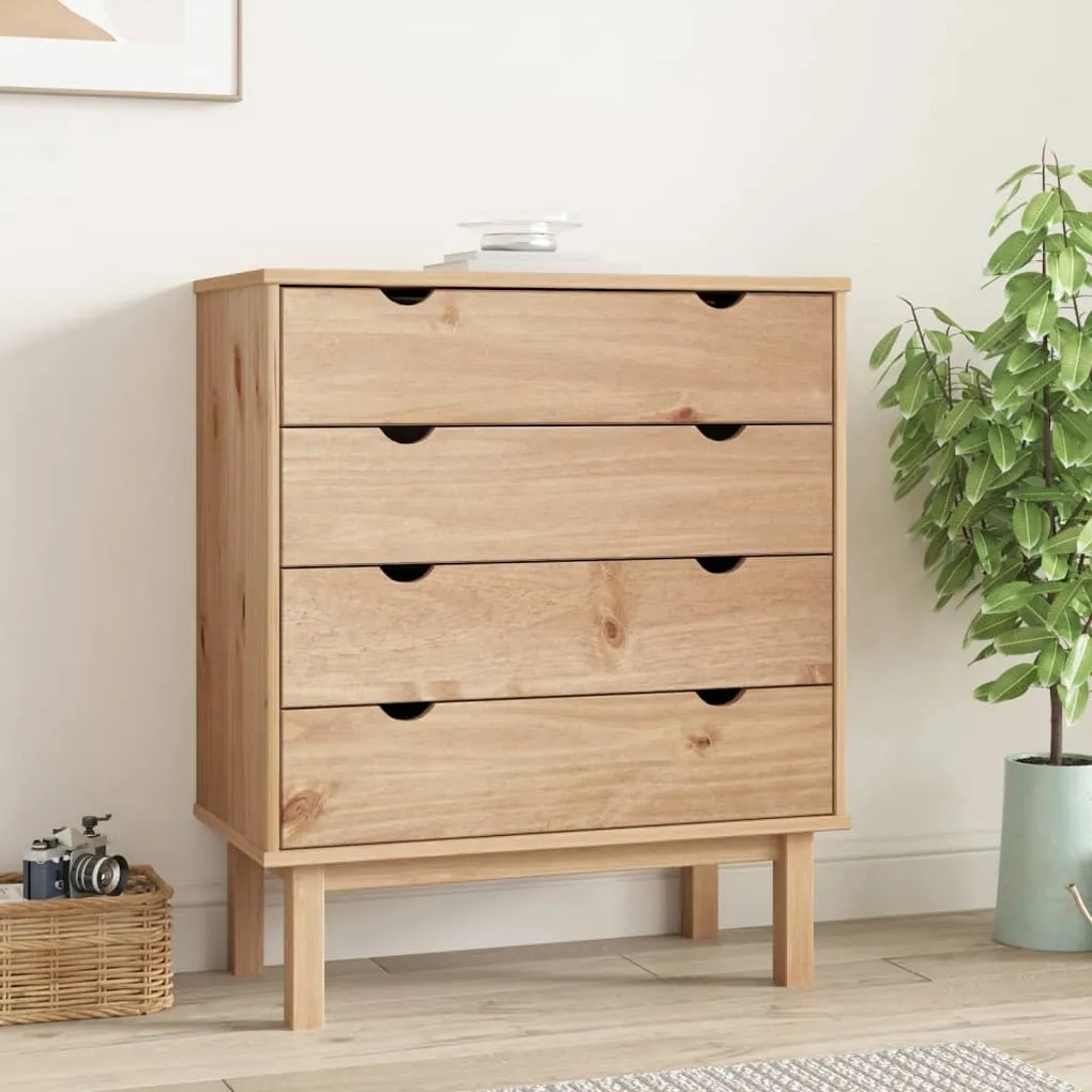 Cassettiera Otta 76,5x39,5x90 Cm İn Legno Massello Di Pino /