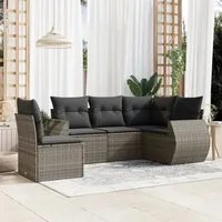 Set Divano da Giardino 5 pz con Cuscini Grigio in Polyrattan 3221369