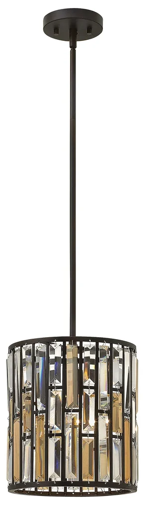 Sospensione Contemporanea Gemma Acciaio Bronzo Vintage Cristallo 1 Luce E27