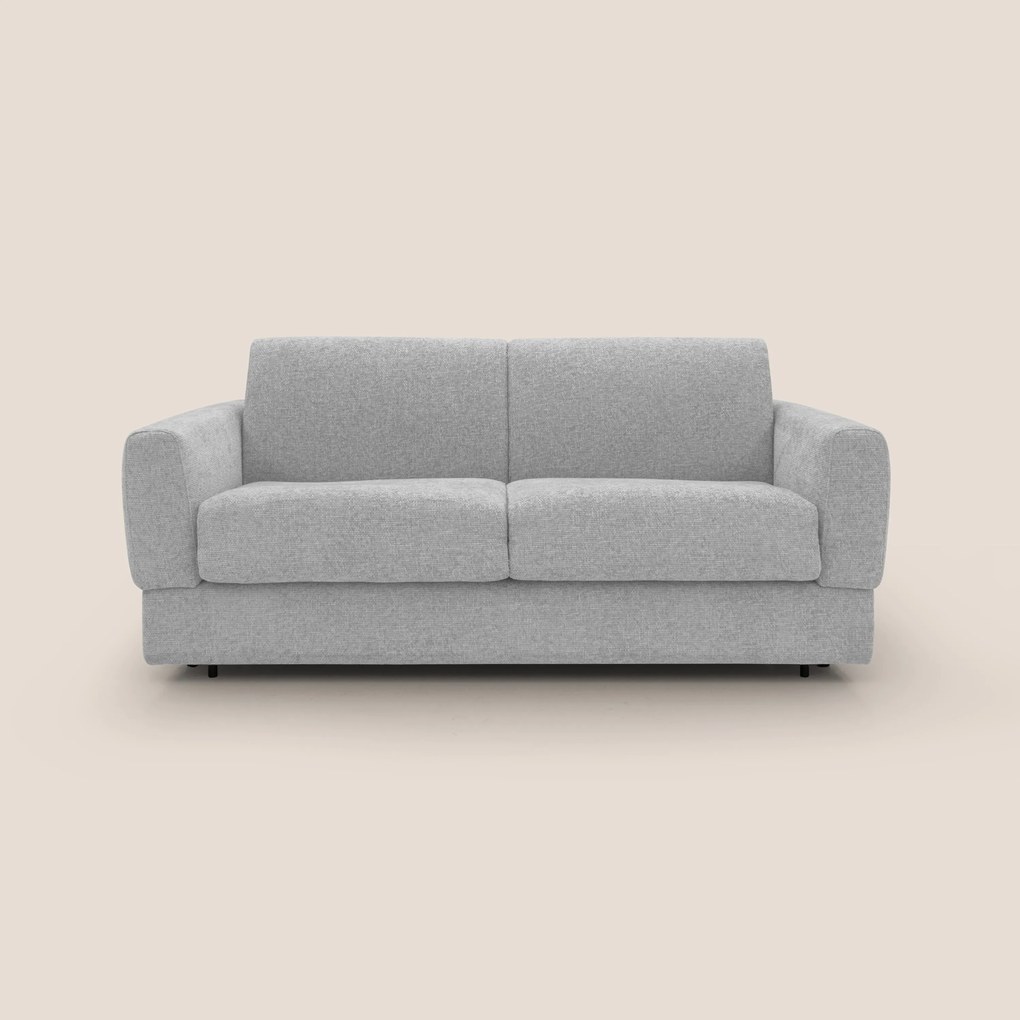 Happy Divano letto matrimoniale con materasso h18 cm in tessuto impermeabile T10 grigio chiaro