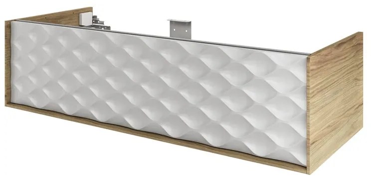 Mobile da bagno sospeso sotto lavabo L 120 x H 32 x P 48 cm bianco e noce laccato lucido, 1 cassetto SENSEA Neo Frame