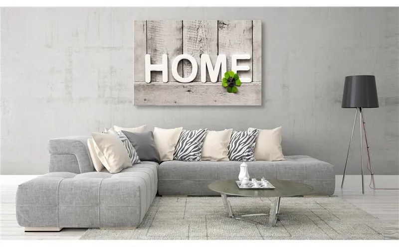 Quadro  Happy Home  Colore Verde, Dimensioni e Misure 90x60