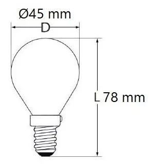 Lampada LED E14 4,5W a Sfera - 110lm/W Colore  Bianco Caldo 2.700K