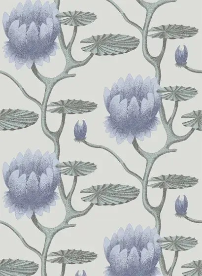 Cole & Son Carta da parati Summer Lily - Blue on Pearl