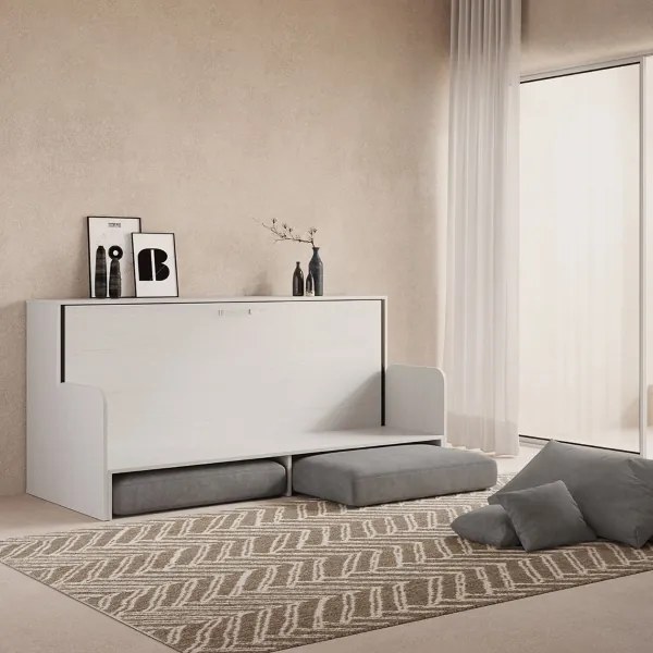 Letto singolo a scomparsa orizzontale DIBE Sofŕ Bianco Frassino 200x103xh97 cm