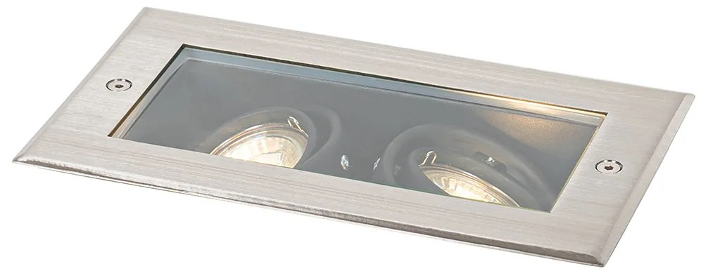 Faretto da terra moderno in acciaio 2 luci orientabile IP65 - Oneon