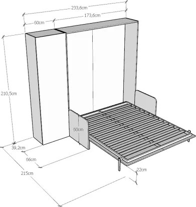 Letto matrimoniale a scomparsa 160 cm con colonna Noce KENTARO SOFŔ