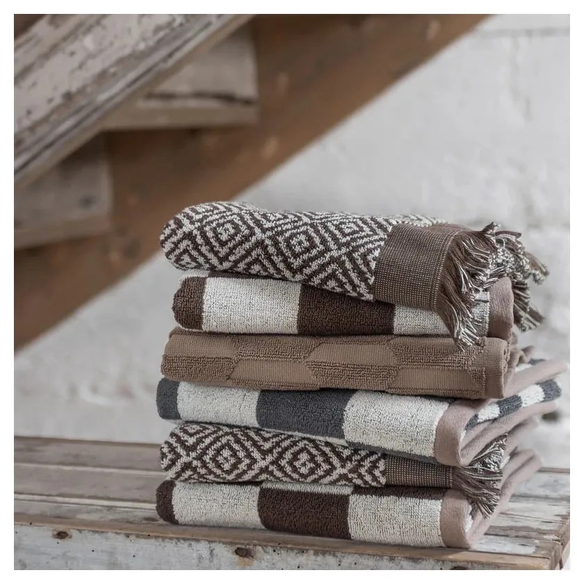 Asciugamano marrone in spugna biologica 50x90 cm Retro - Mette Ditmer Denmark