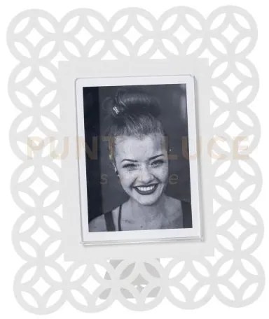 Portafoto di design zen piccolo bianco marmo in ferro e polimetilme...