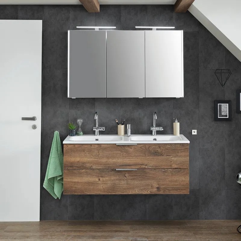Mobile sottolavabo e lavabo Madeo per doppia vasca rovere ribbeck L 120 x H 48 x P 45 cm 2 cassetti